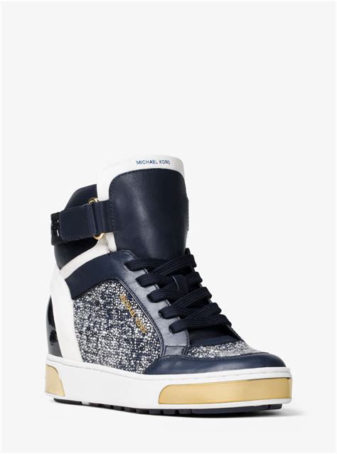 michael kors urban high-top sneakers|Michael Kors denim sneakers.